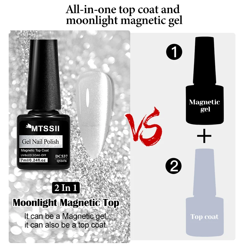 7ML Maanlicht Magnetische Top Coat 2 In 1 Kat Magnetische Gel Nagellak Semi Permanente Functie Top Coat voor Nail Art Gel Vernis