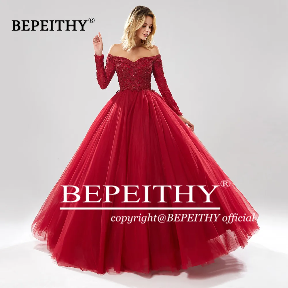 BEPEITHY-vestido quinceanera sem alças para mulheres, mangas compridas, vestido de baile, vestidos de festa, elegante vestido de baile, ocasião formal, 2023