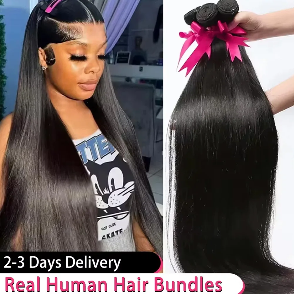 1 3 4 Pcs Bundles 30inch Straight 100% Human Hair Bundles Raw 14A Virgin Remy Extensions Double Weft Bundles Beautiful Hair For Black Girls