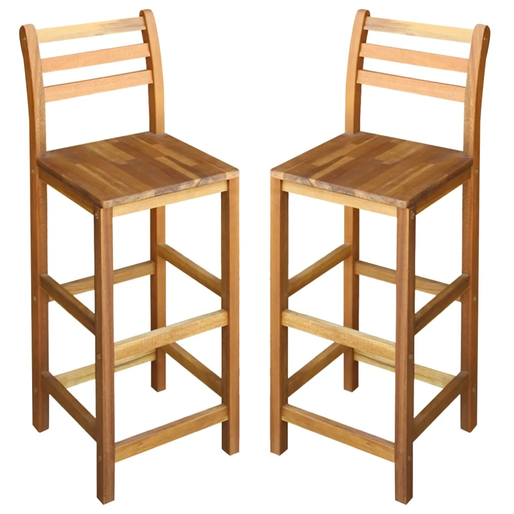 Bar Stool Chair Counter Stools Set of 2 Kitchen Home Chairs Decor Solid Acacia Wood