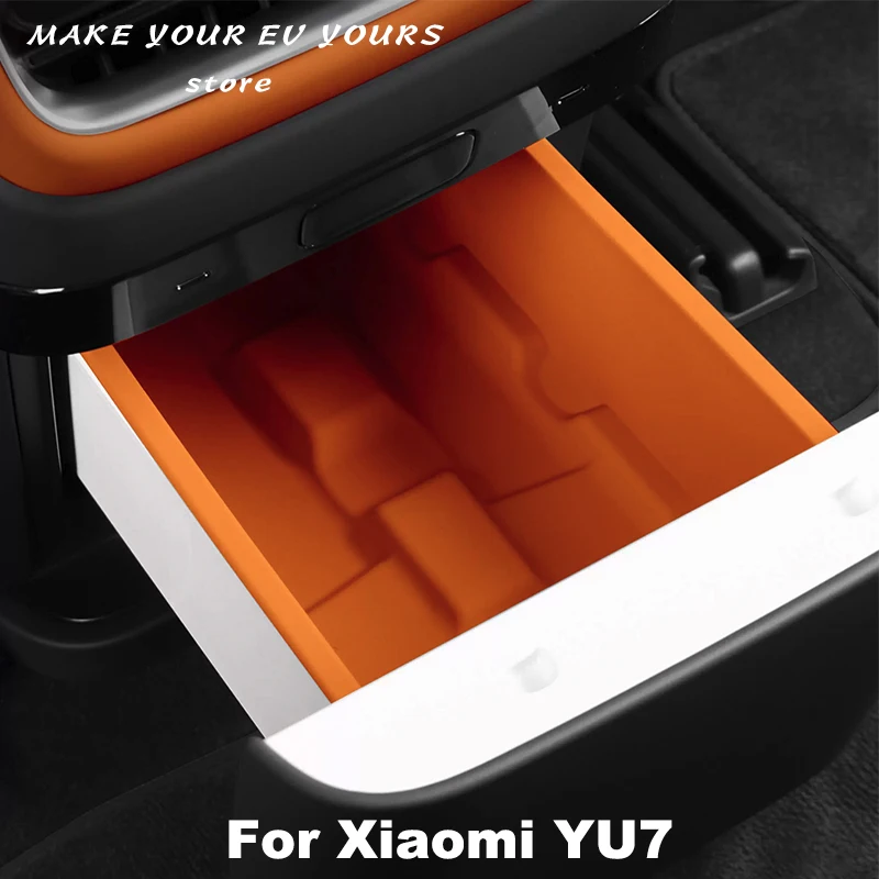 

For Xiaomi YU7 2025 2026 Car Silicone Refrigerator Storage Box Restyling Tray Interior Storage Decoration Accessories