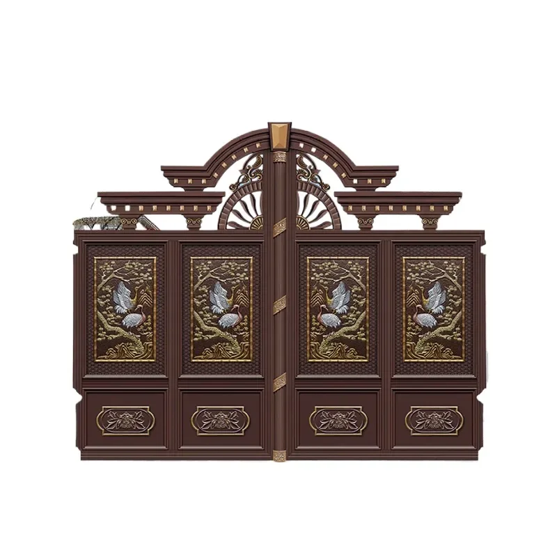 Luxury Aluminum Alloy Double Swing Door for Villa Courtyard Outdoor Anti Theft Security Entrance Gate Modern Art Design
