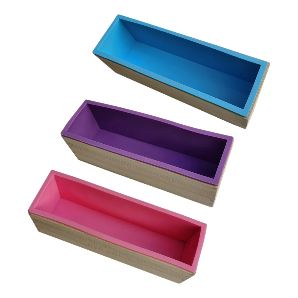 

Flexible Rectangle Silicone Soap DIY Wooden Box DIY Soap Making 42Oz