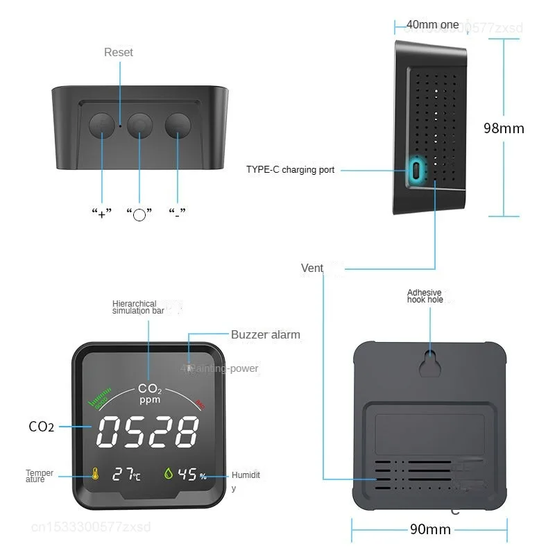 Xiaomi Xiaofei High-precision Household Multifunctional Carbon Dioxide Detector Portable Temperature Humidity Quality Monitor