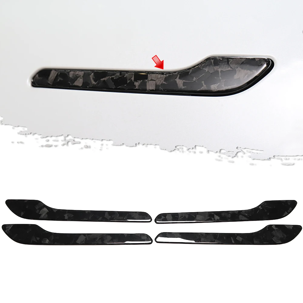 

Forged Carbon Fiber For Tesla Model 3 Model Y 2017-2022 Car Exterior Decoration Outside Door Handle Cover Protection Sticker