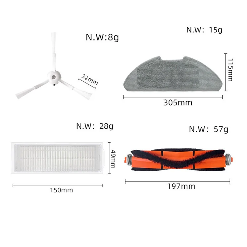 Para robô aspirador mop 2 pro/mop2 lite/mjst1s/mjstl escova lateral principal kit de acessórios para aspirador de pó