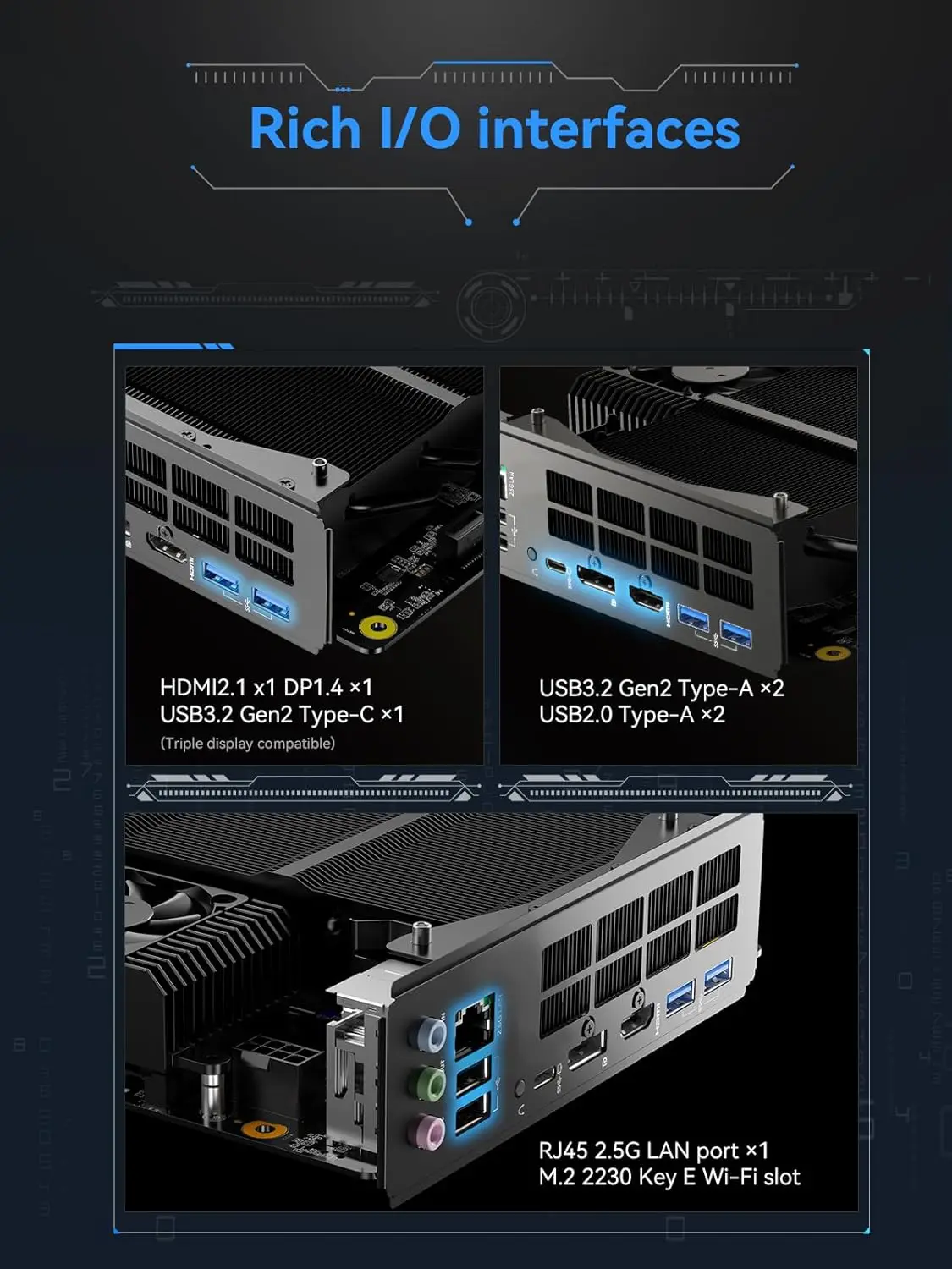 

BD795i SE Motherboard AMD Ryzen 9 7945HX(16C/32T) Gaming Mini PC Without RAM/SSD/OS, 2X DDR5 SODIMM Slots, 2X PCIe4.0 SSD