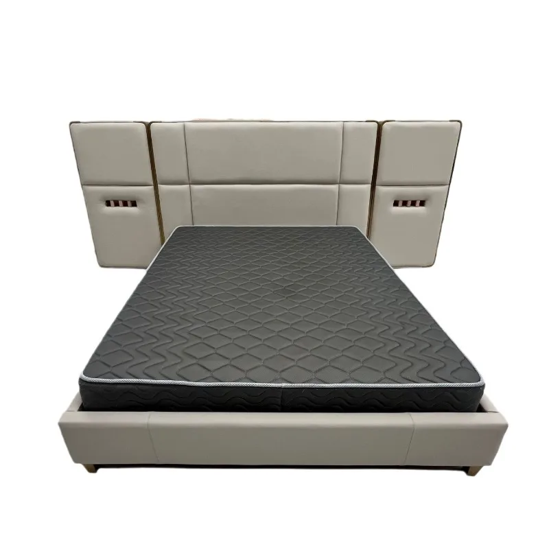 

Master bedroom high-end modern minimalist design double bed soft bag leather art bed