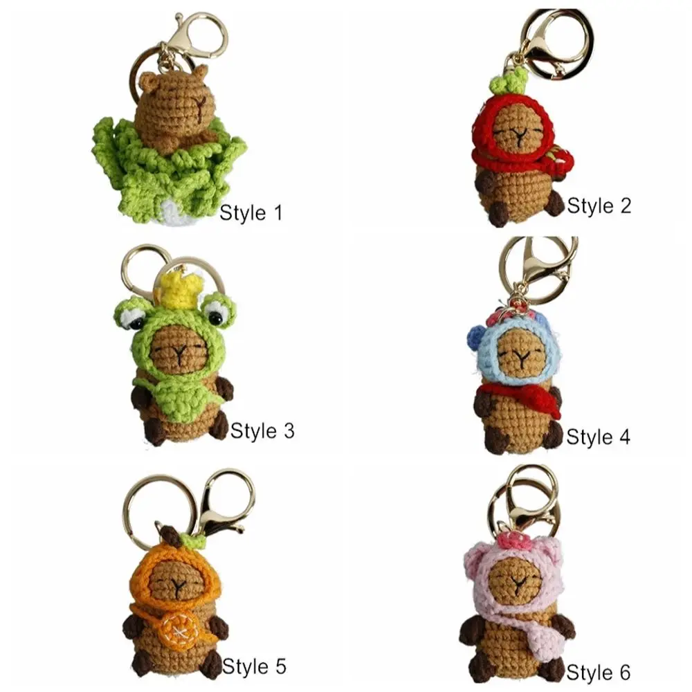 

1 Pc Creative Wool Making Capybara Keychains Handmade Knitting Capybara Doll Cartoon Crochet Keyrings