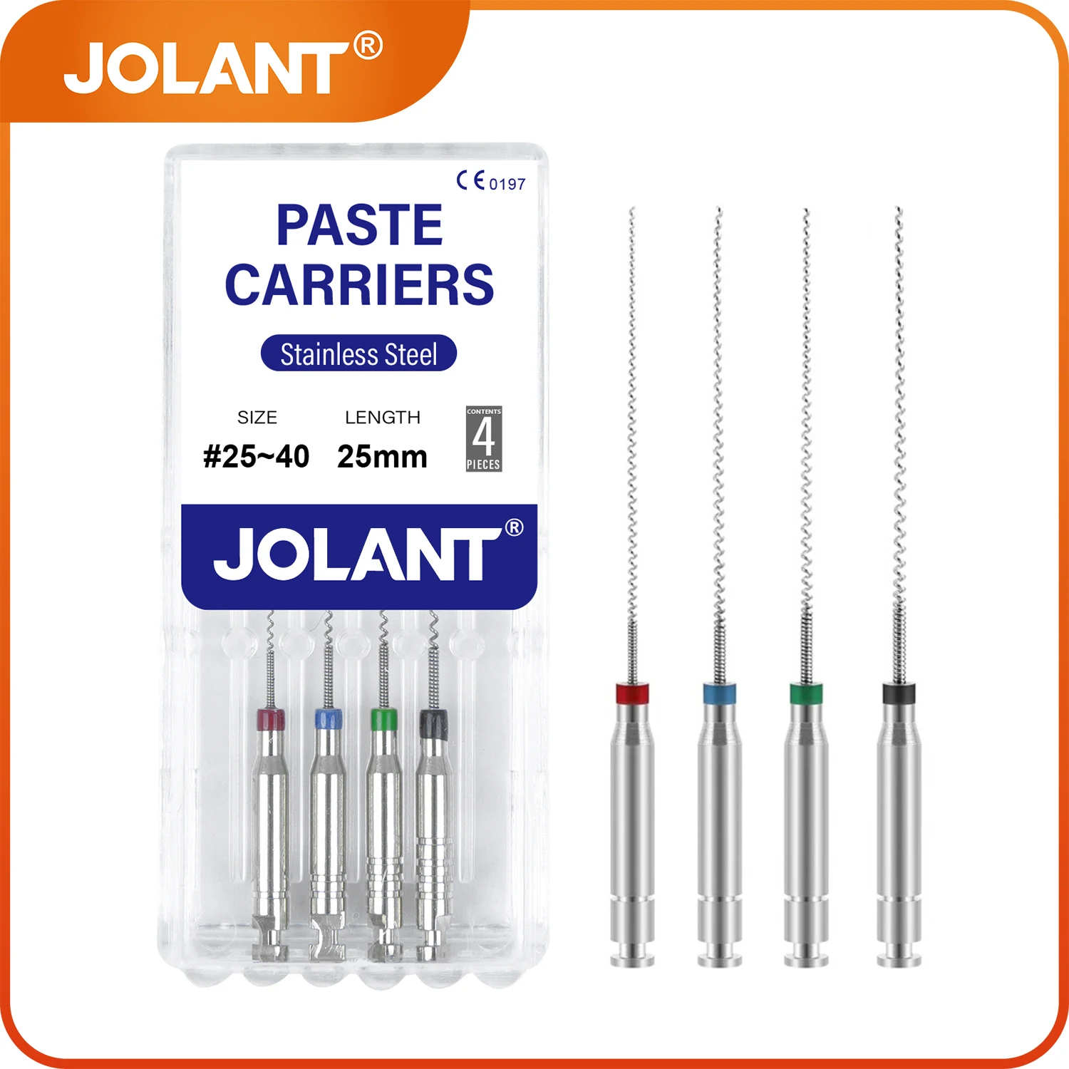 4pcs/Box JOLANT Dental Rotary Paste Carriers Endodontic Files Reamers Drill Burs Endo Files Peeso Dentist Materials 21mm 25mm