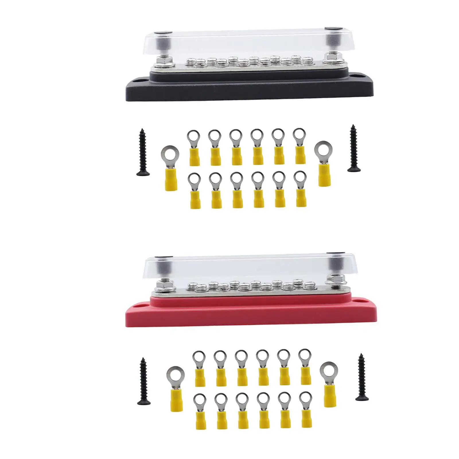 Distribution Terminal Block, Row Screw Terminal Strip Row Replacement Bus Bar Ground Distribution Block for Trailer RV Marine