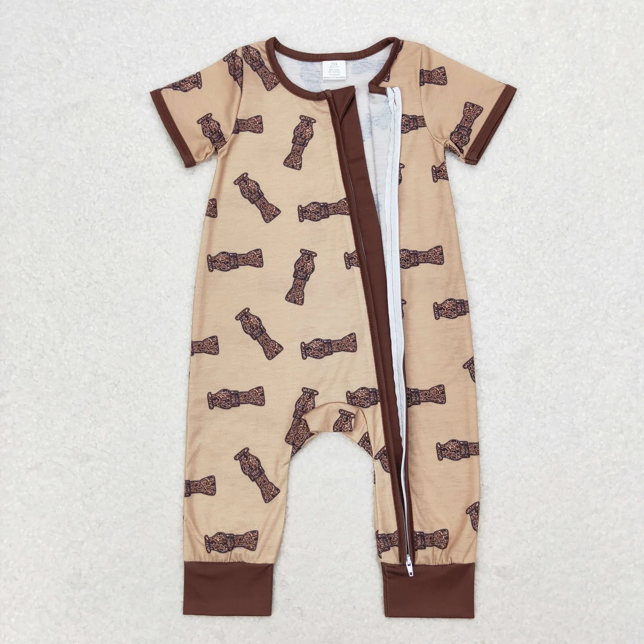 Recém-nascido mangas curtas Camo Bodysuit, Baby Boy Romper, infantil Kids Zipper Clothes, criança One Piece, atacado, verão