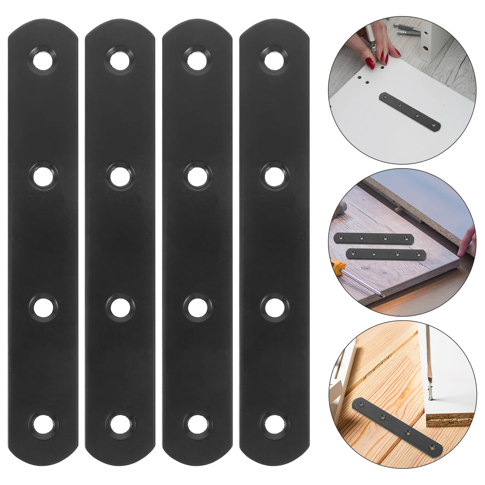 

4Pcs Straight Brackets Heavy Duty Repair Plates for Wood Fence Bookshelves Joining Flat Metal Braces Metal Fence Post Supports