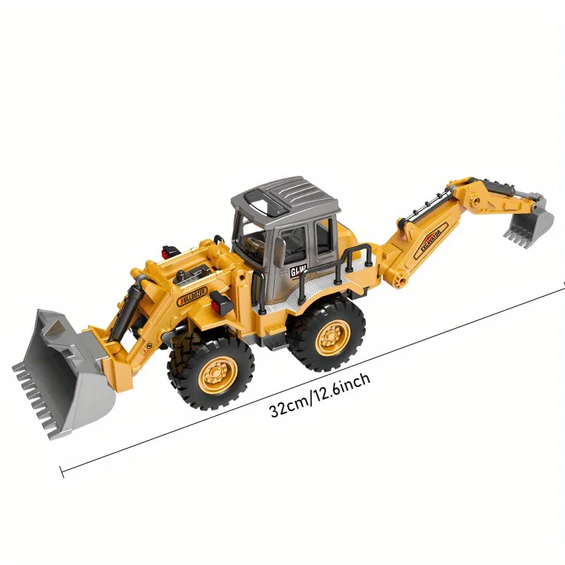 Inertia alloy head dual function bulldozer excavator engineering vehicle sliding model children toy Christmas and Halloween gift