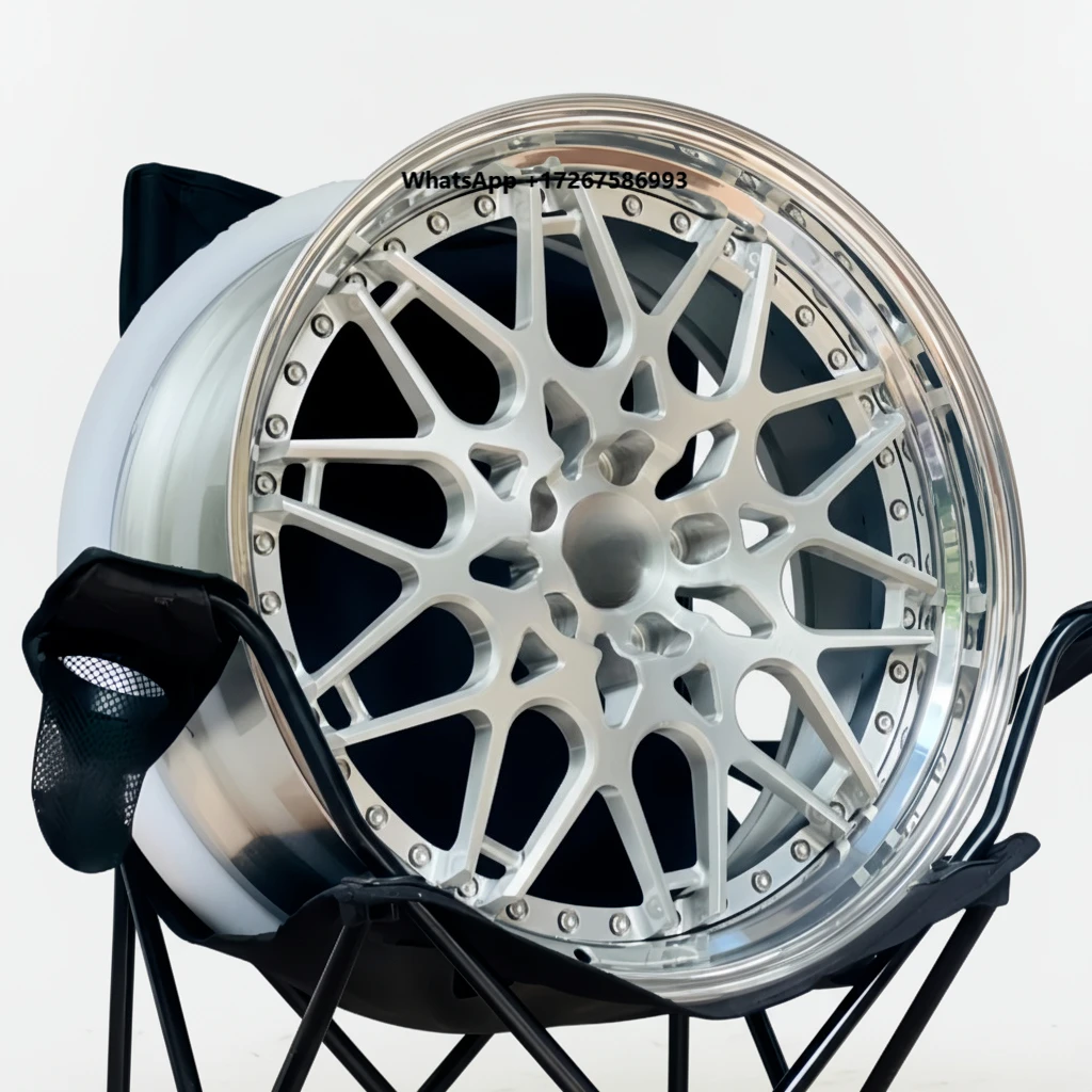 VLC 2-teilige Tiefbett-Schmiedefelgen 5x112 5x114.3 5x120 Alufelgen Gebürstetes Silber für individuelle Felgenoberflächen