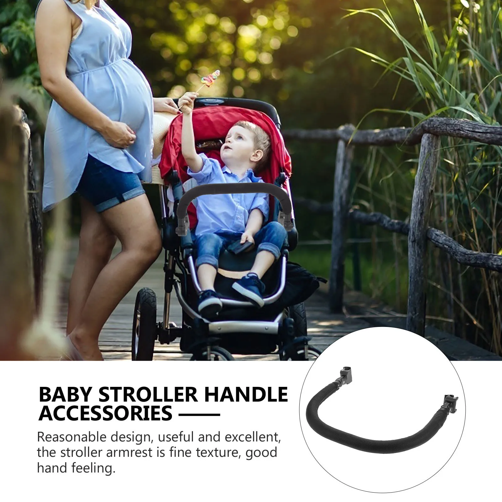 Stroller Handle Armrest Crossbar Accessories Strong Metal Frame Soft Sponge Setup Fits Multiple Stroller