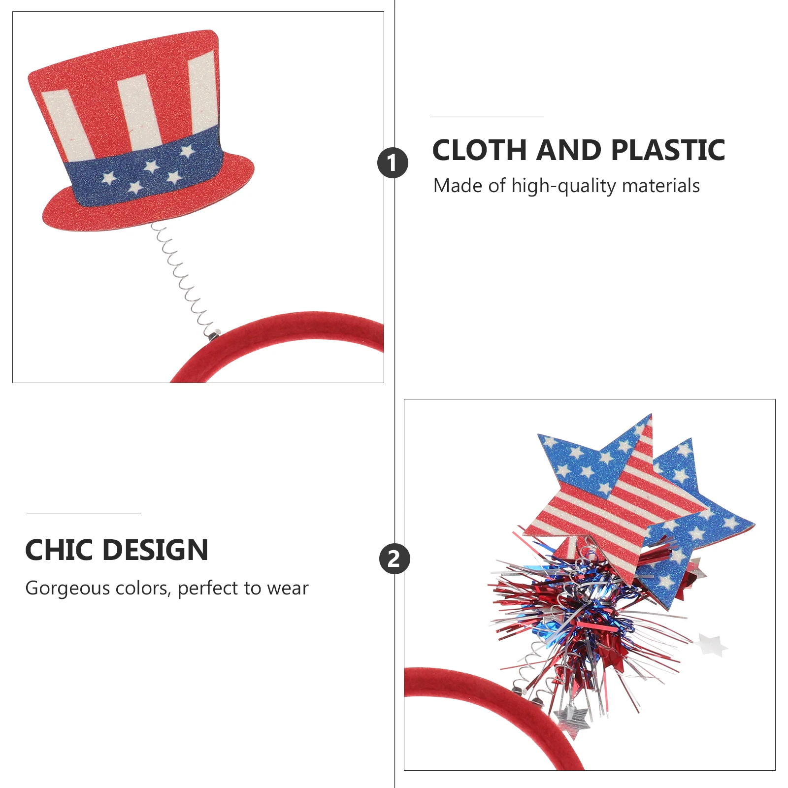 

4Pcs Party Hair Hoops Independence Day Headwear Unique Design Decorative Hair Accessories for Festive Events Decorative Headwear