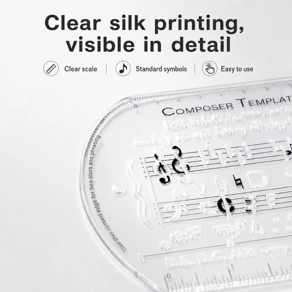 Plastic Music Composer Template Ruler Transparent Multifunctional Musical Staff Drawing Ruler Musical Stencil Tool Music Writing