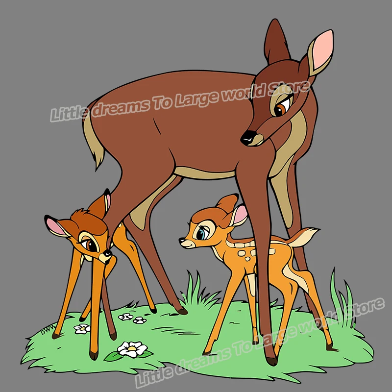 Disney Animal Bambi Patch Clothes Transfer Sticker Fawn Bambi Ironing Patches Clothes Bunny Stickers DIY Washable T-shirt Gift