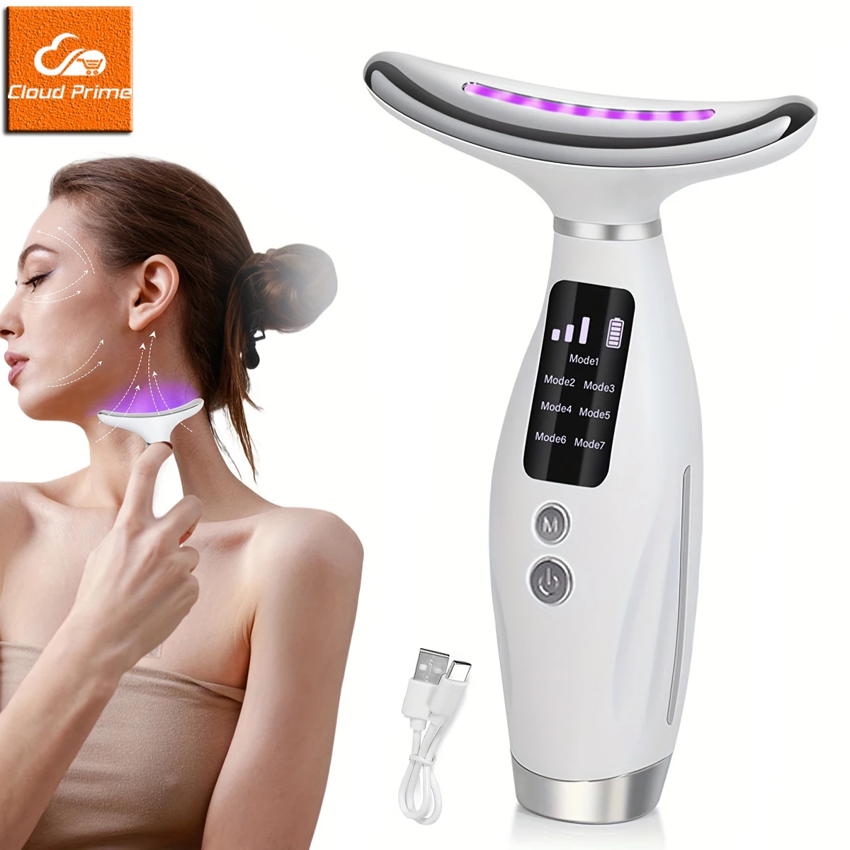 EMS Neck Face Lifting Beauty Device 7Colors Multi Functional Beauty Instrument Portable Facial Lift Skincare Machine Free Ship