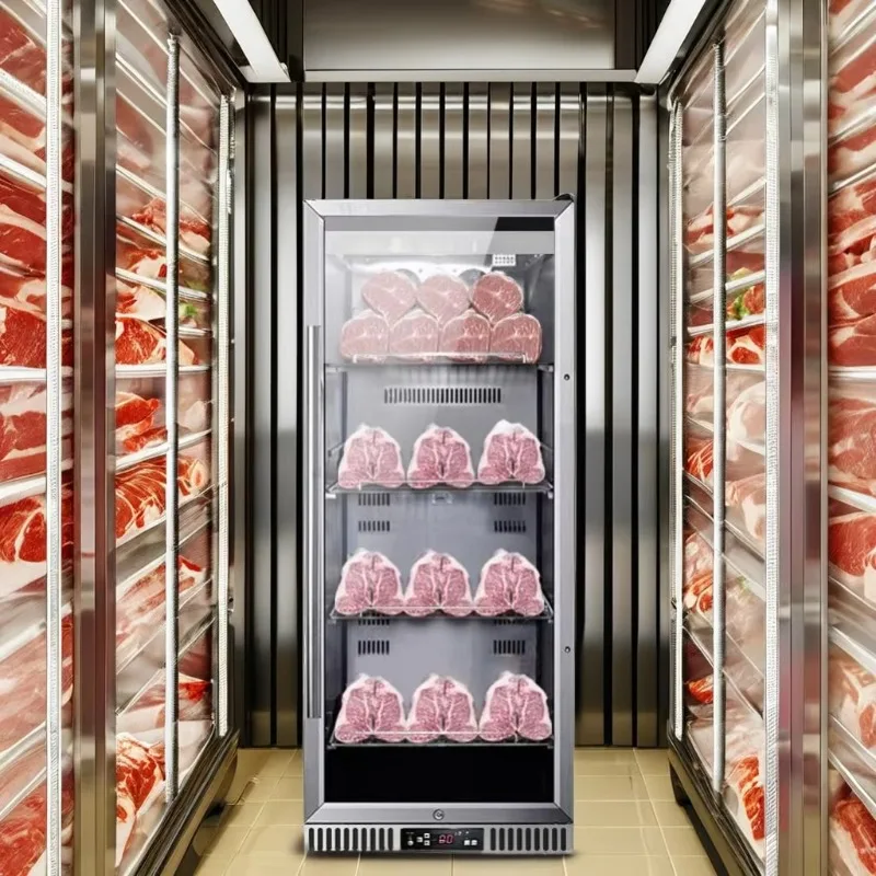 Commercial 450 Liter Dry Aged Glass Door Stainless Steel Fridge New Condition Beef Meat Storage Cabinet Custom
