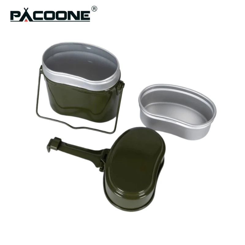 PACOONE - Lonchera Portátil de Aluminio Estilo Alemán, Utensilios de Cocina para Acampar al Aire Libre, para una Sola Persona, Senderismo, Picnic