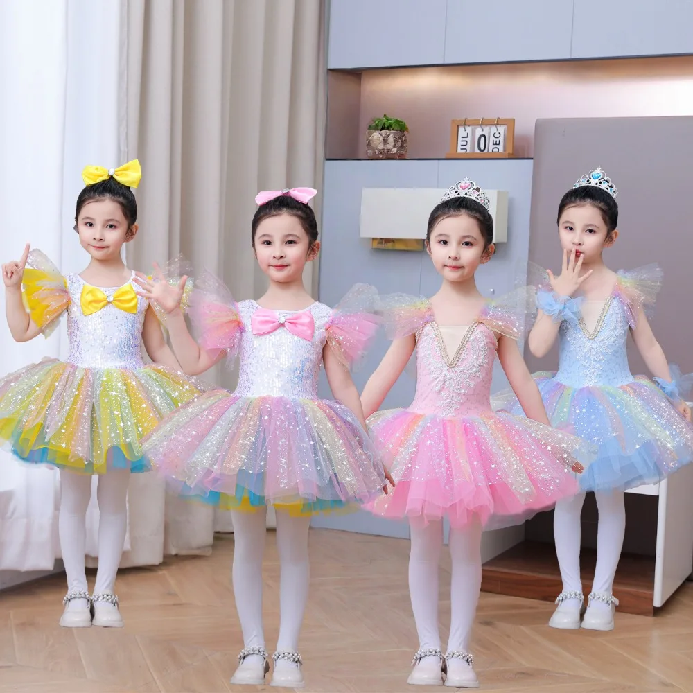 

Детская одежда феи, платья-пачки, танцевальная одежда для девочек, сценические костюмы, балетное платье, детская одежда, летняя одежда принцессы для выступлений