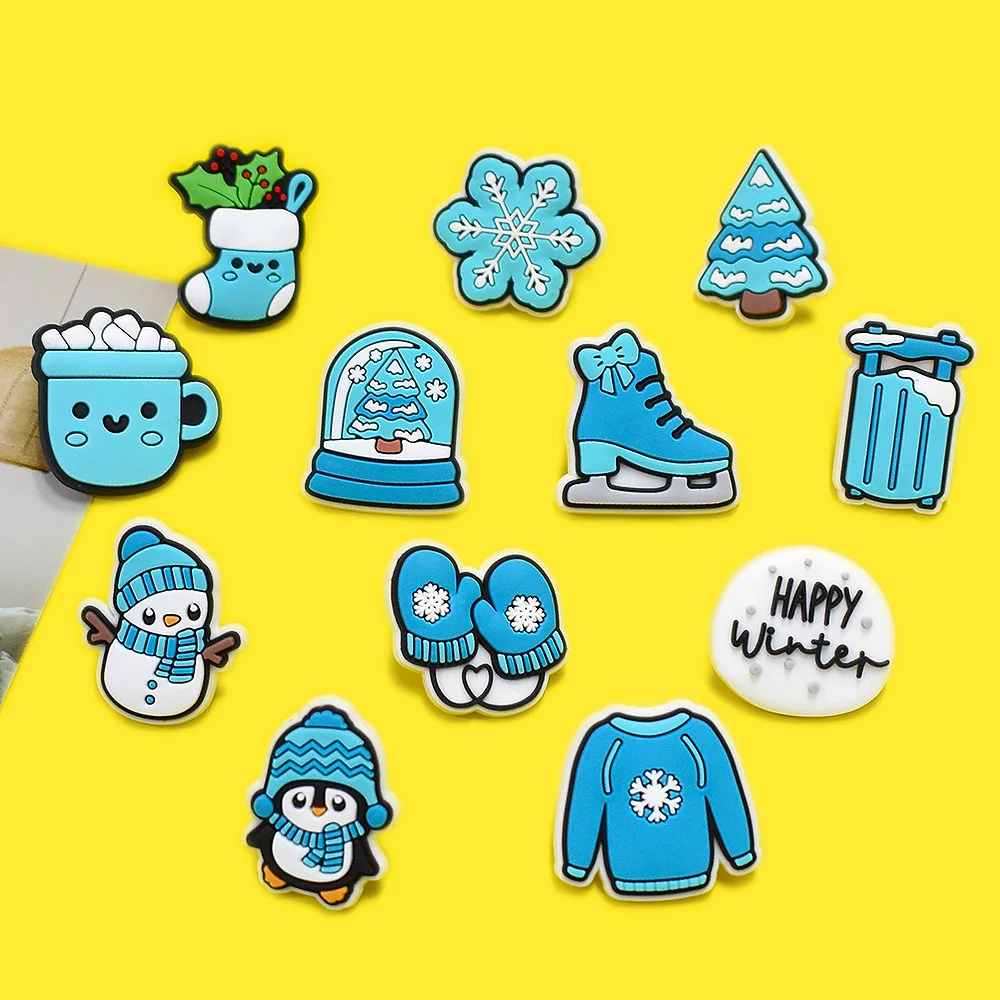 12 قطعة، من البلاستيك، وشاح رجل الثلج، قفازات البطريق، جوارب ندفة الثلج، دبابيس نمط سلسلة الشتاء، دبابيس المهرجان، ملحقات حقيبة الظهر للهدايا #4