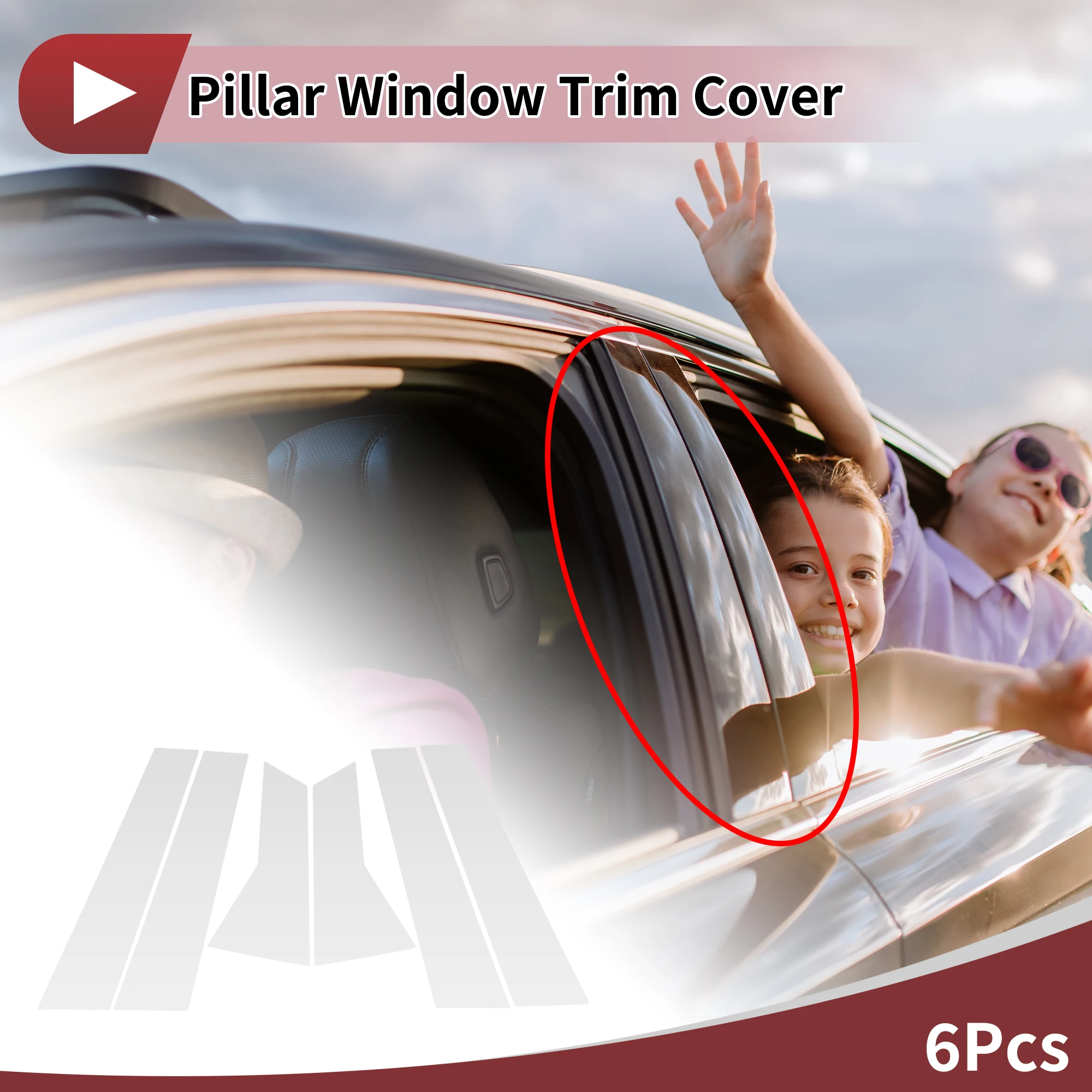 UXCELL Door Pillar Window Trim for Renault Arkana 20 Silver Tone Front Rear Left Right