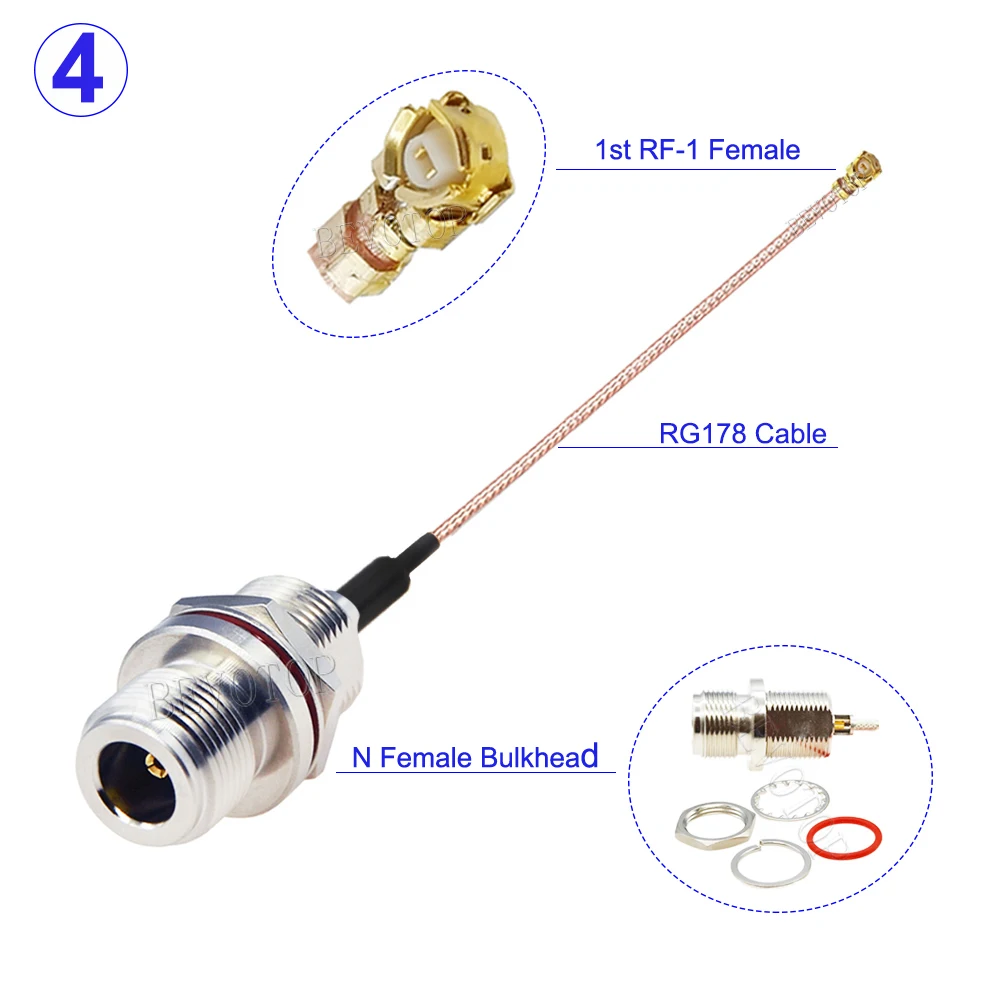 1 stks RG-178 U.FL IPX-1 Vrouwelijke naar N Mannelijke/Vrouwelijke Rechte Connector N naar IPX RG178 Kabel Pigtail RF Coaxiale WIFI WLAN 10 cm-50 cm