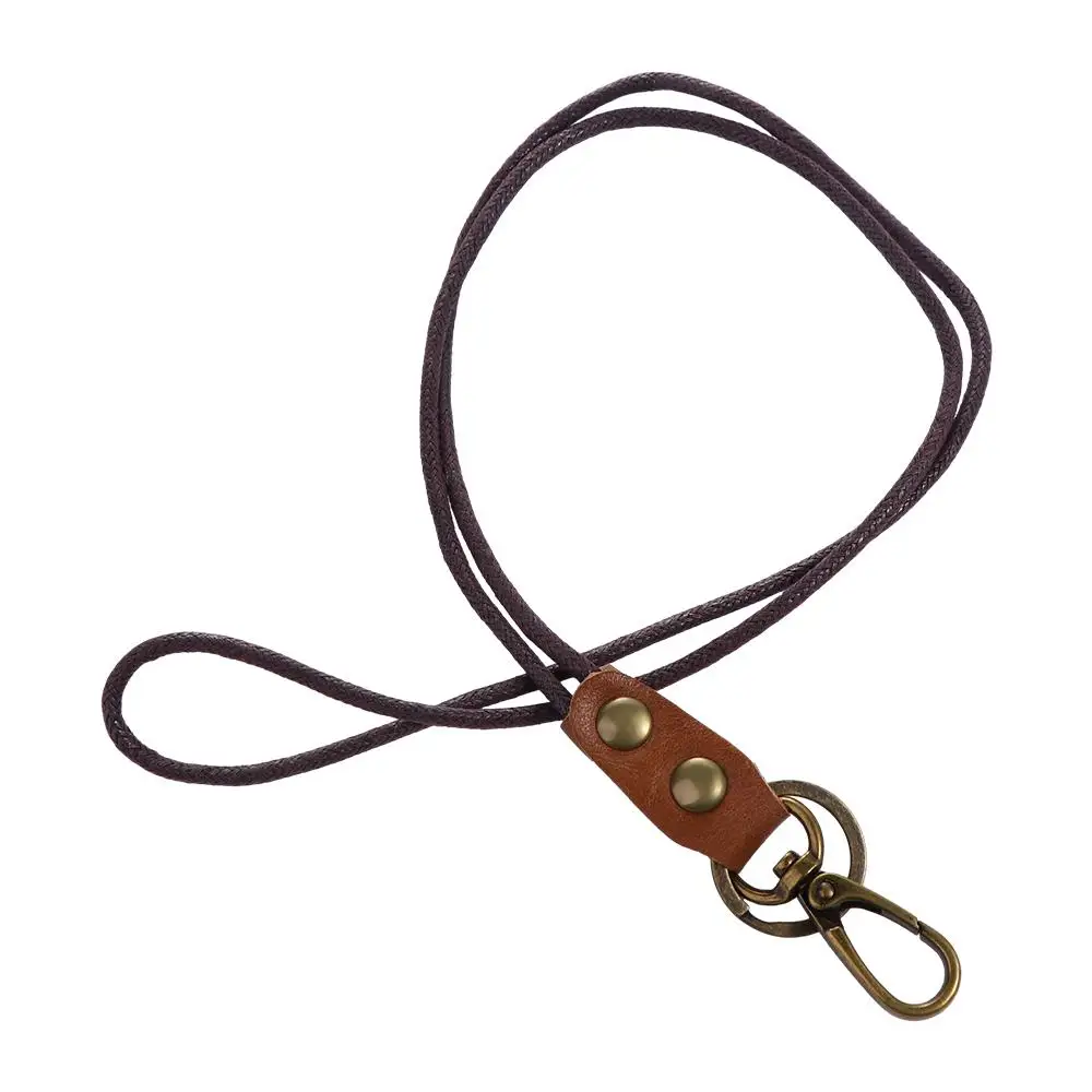 Genuine Leather ID Card Holder Badge Holder Cowhide Leather Lanyard Phone Neck Strap Wrist Neck Lanyard Work Card Holder