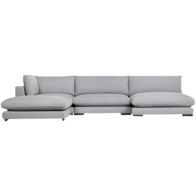 

Nordic white down cotton and linen fabric sofa modern simple size apartment corner combination sofa
