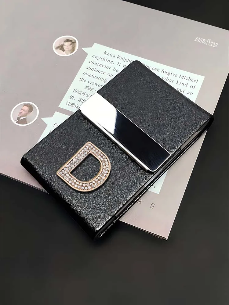 Women's Ultra-Thin Wallet: PU Customized Personalized Customer Name Card & ID Holders for On-the-Go Convenience Metal Letter Dec