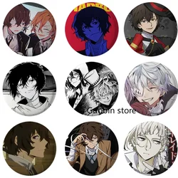 58mm Handmade Anime Lapel Pins Bungo Stray Dogs Brooches Manga Figure Cosplay Badge DIY Backpack Clothes Accessory Button Pin