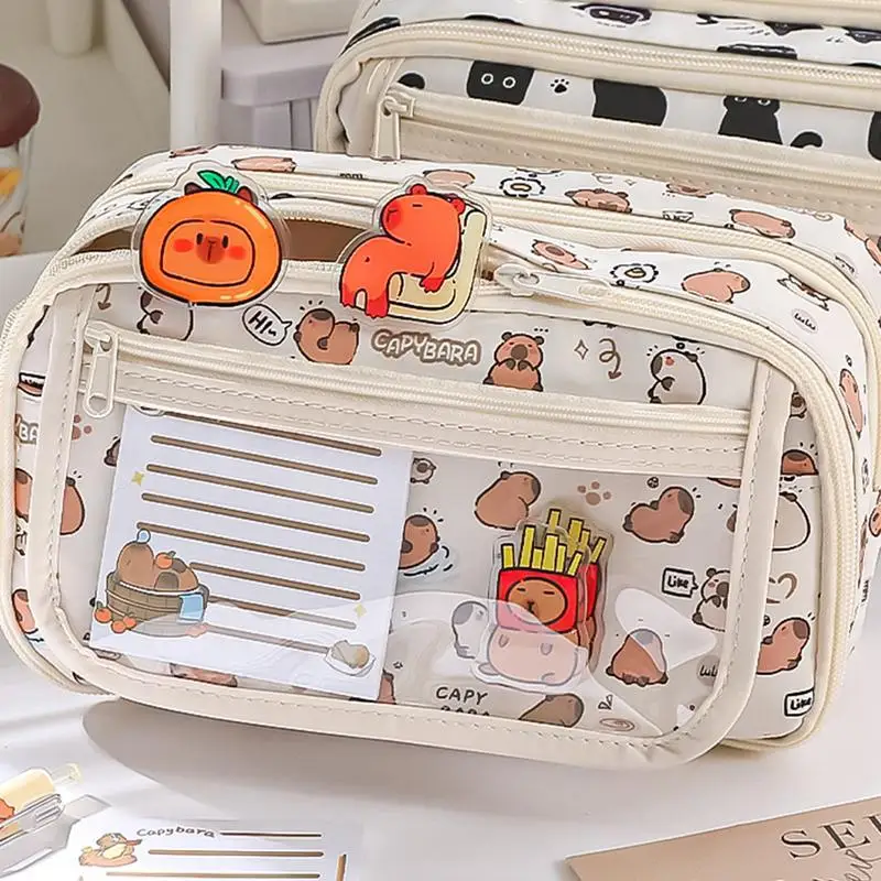 

Capybara Nine-layer Large Capacity Pen Bag Cute Cartoon Pencil Case Stationery Organizer Storage Bag For Students Gift