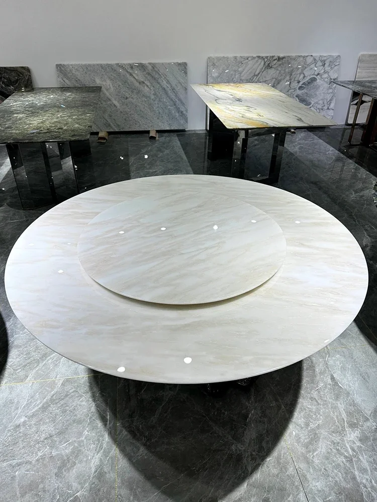 

FG44Natural Marble round Table Modern Simple and Light Luxury High-Grade Jade Home Dining Table