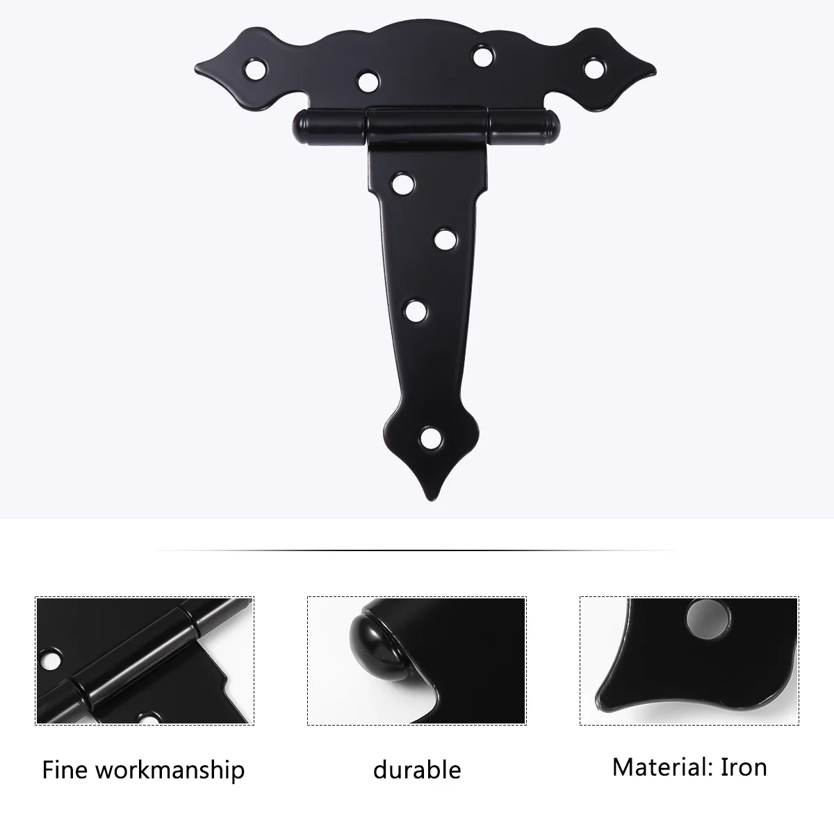 

3pcs Black Painted Iron Hinge T-Shape Heavy Duty For Gate Door Wooden Fences Cabinet Decorative Hinges Hardware Fittings