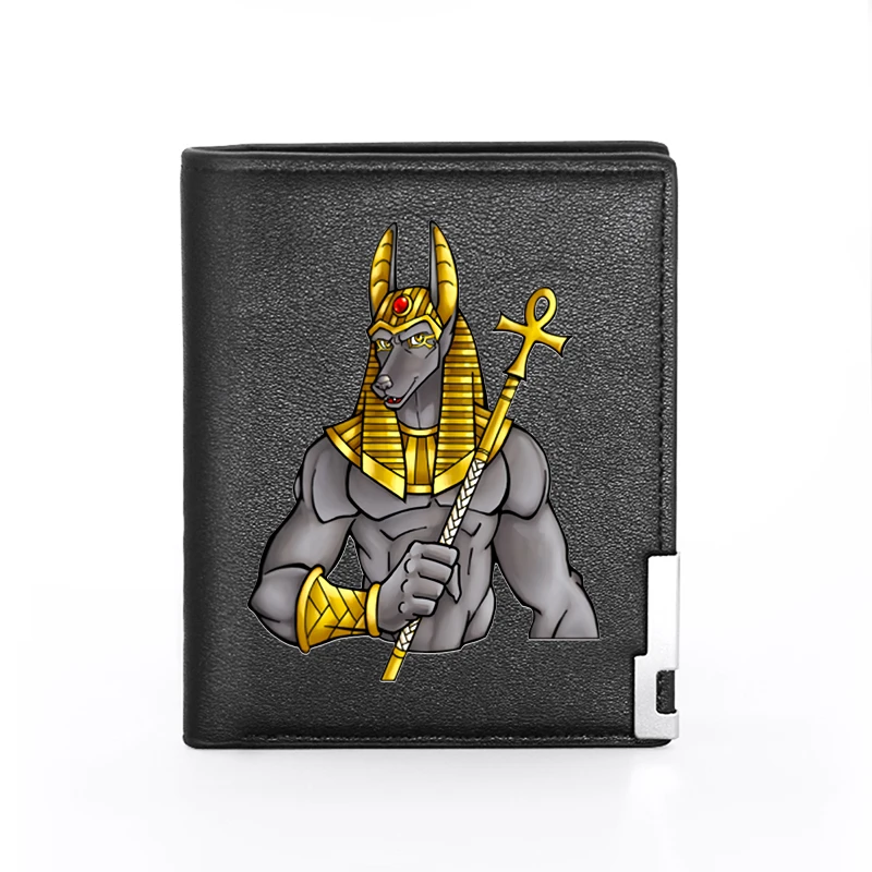 New Arrivals Fashion Anubis in Egyptian mythology Printing Pu Leather Wallet Men Women Billfold Credit Card Holders Short Purses