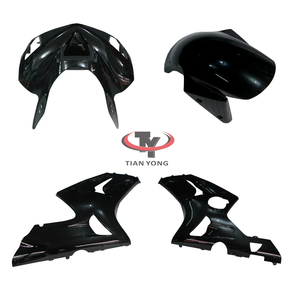 Motorcycle For ZX6R 2003 2004 ZX 6R 636 Bodywork Fairing Pack left right tail behind Side panel Injection Bright black