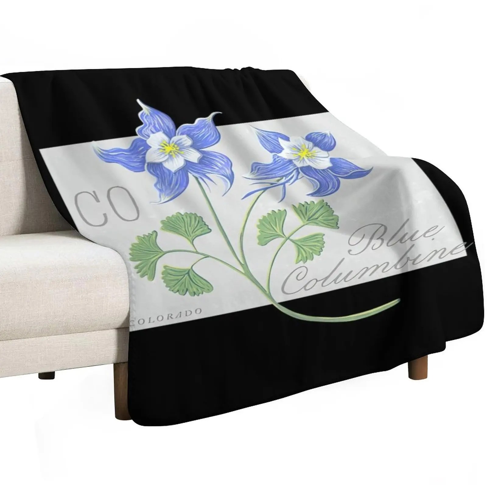 colorado state flower blue columbine art by jen montgomery jen montgomery transparent Throw Blanket Warm Blankets