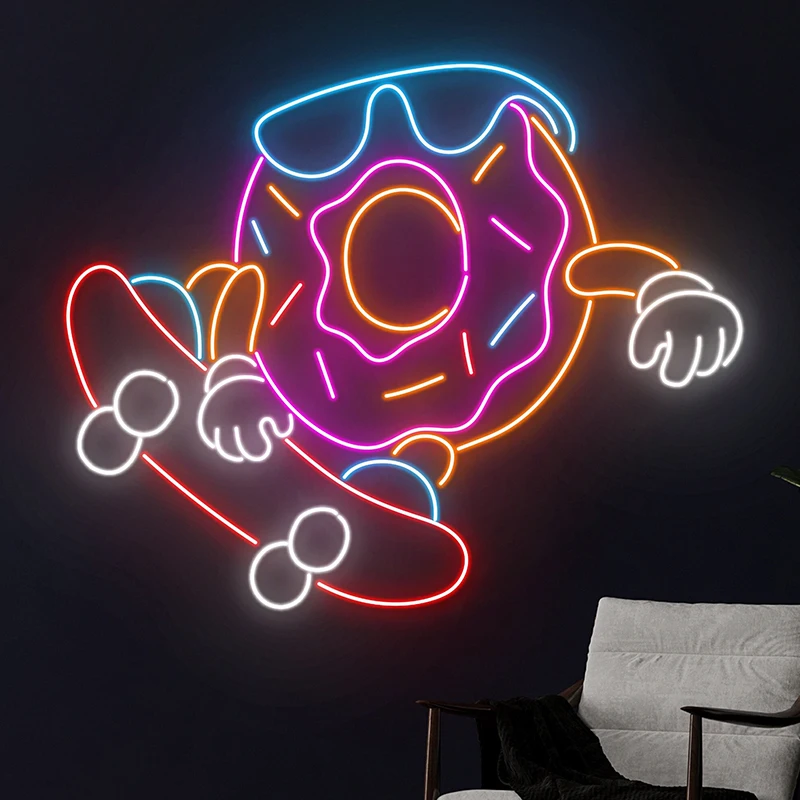 Crazy Donut Neon Sign Custom Neon Signs Donut Store Wall Art Decoration Donut Bakery Neon Led Light Personalized Gifts