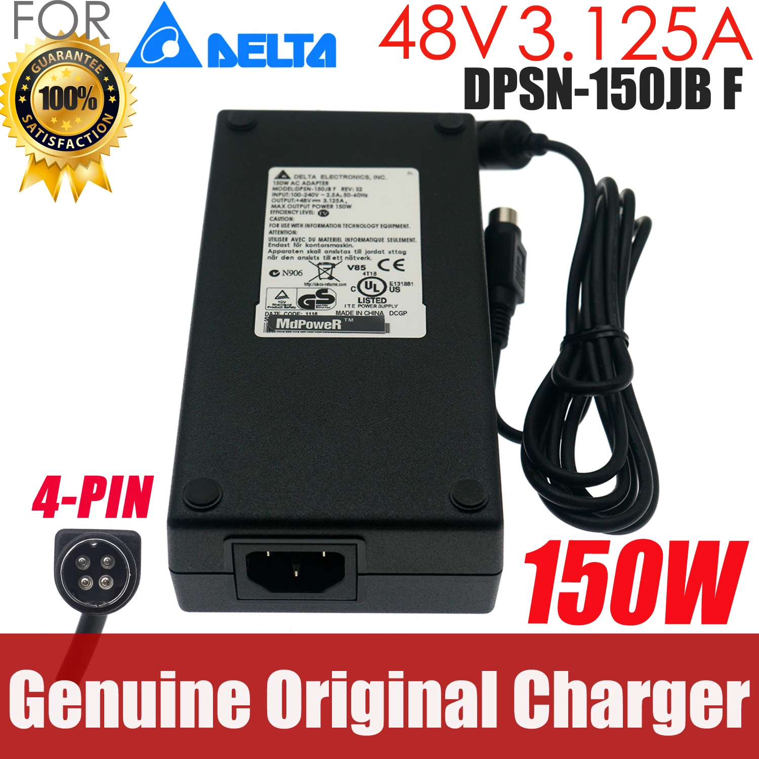 Genuine DELTA DPSN-150JB F 48V 3.125A 150W AC Adapter for Cisco SG300-10MP-K9 SG300-10P SF302-08MP SRW208MP-K9 ESW540 4Pin