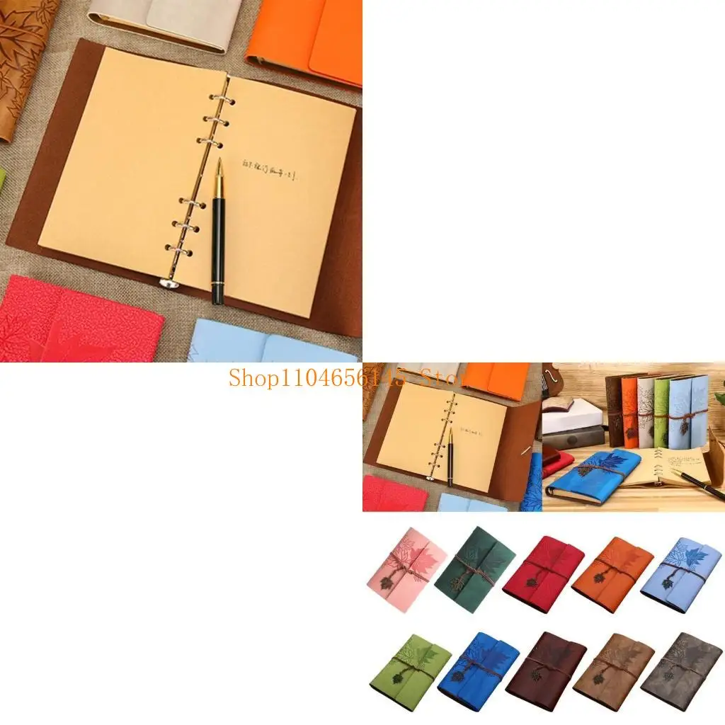 5asd Vintage Journal dziennik skórzany dziennik podróżny ze 160 niekontrolowanymi stronami i zawieszką w kształcie liścia dla