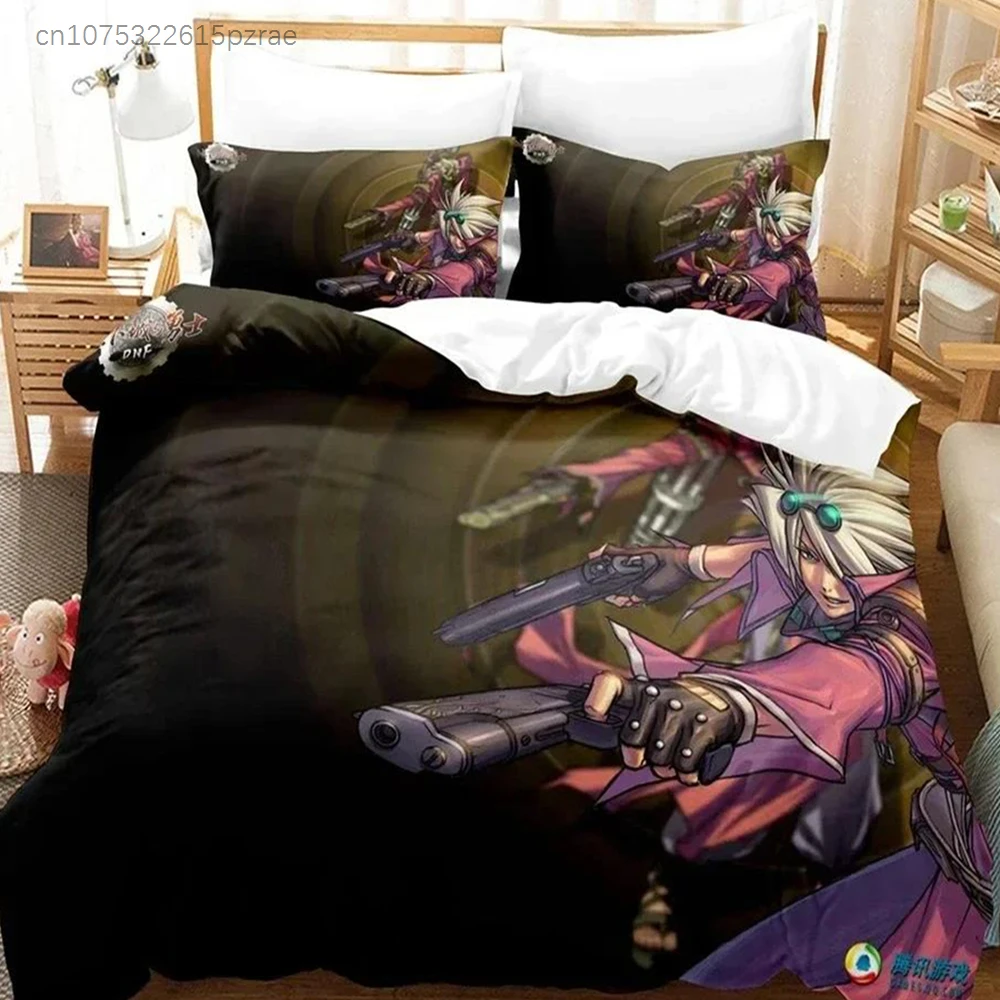 Game Dunge On Fighter Female Magician Bedding Set Printed With Pillowcase Bed Duvet Cover Soft Queen King Size Bedclothes Home