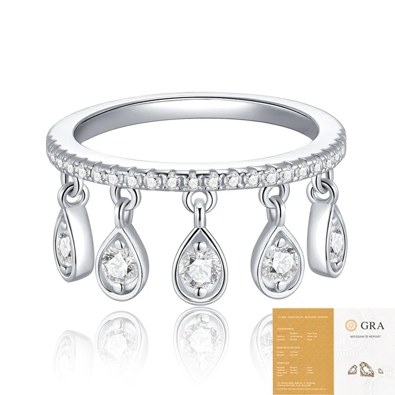 

Стерлингового Серебра 925 пробы, позолоченное 18 карат, висячее кольцо с муассанитом, подвески-капли, ювелирные изделия для женщин, сертификат GRA LUNYIZUAN