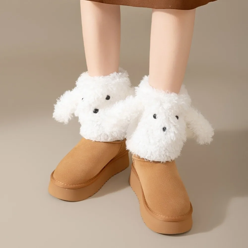 لطيف Y2K جرو تدفئة الساق JK لوليتا آذان الكلب غطاء للقدم حماية الرياح الدافئة أفخم الأحذية غطاء النساء