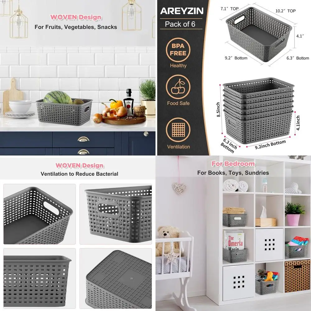 

Вязаные корзины с крышкой из 6 штук для организации пол, ящиков и офисов.