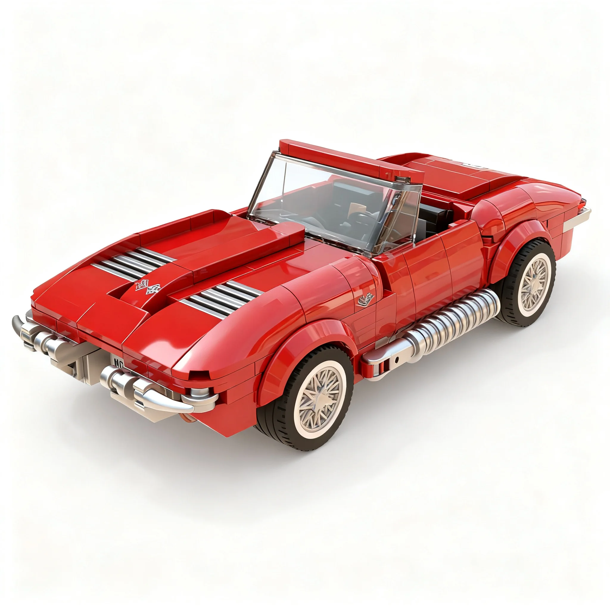 345pcs MOC MOCturnal Corvette C2 Stingray Convertible Red Edition City Champions Model Building Blocks Christmas Gifts Assemble