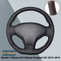 Car Steering Wheel Cover For Citroen Elysee C-Elysee 2014 Elysee Peugeot 301 2013-2016 Microfiber Leather Steering Hand Sewing
