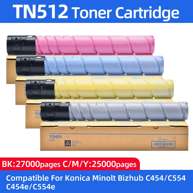 

TN512 TN-512 Toner Cartridge Compatible for Konica Minolt Bizhub C454 C554 C454e C554e Color Copier A33K132 A33K232 A33K332 432